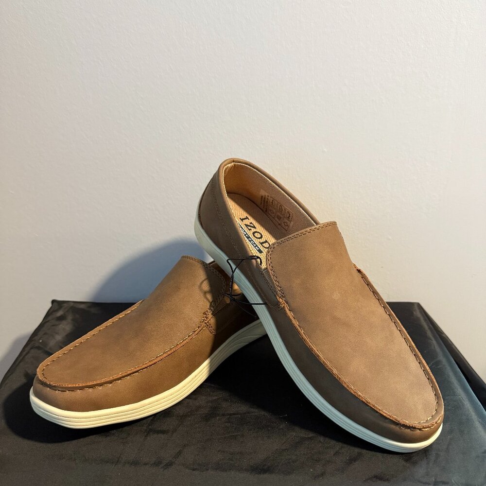 Izod Mens Seapoint Sneaker Slip On Shoe Tan Men's 10.5